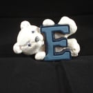 Custom Order Ceramic White Bear Letter E 