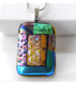 Luxury Fused Dichroic Glass Pendant P014 Silver plated chain - Image 6