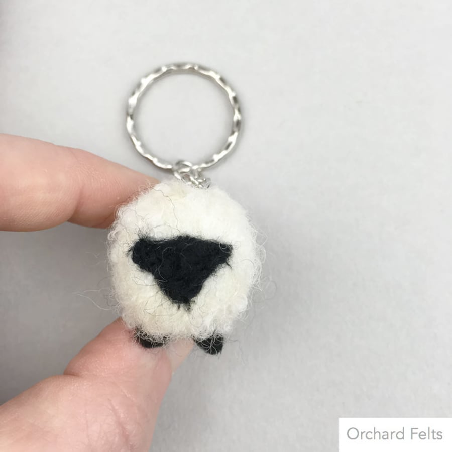 Key ring with mini needle felted sheep