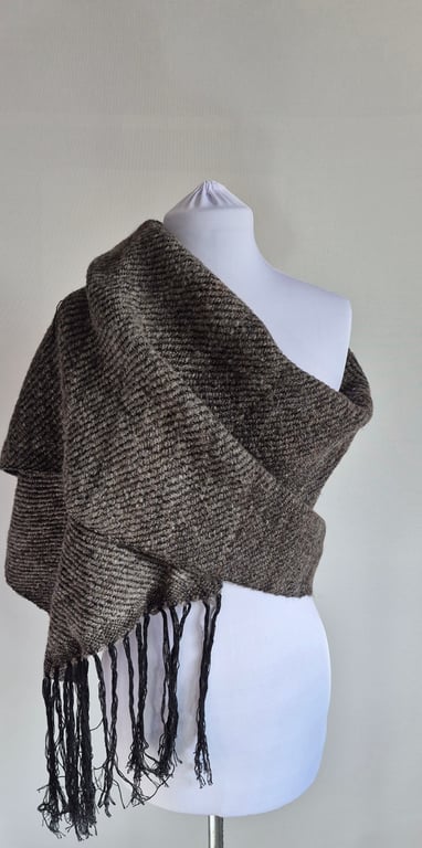 23.Handwoven Shawl in Handspun  Zwartbles Cross Fleece