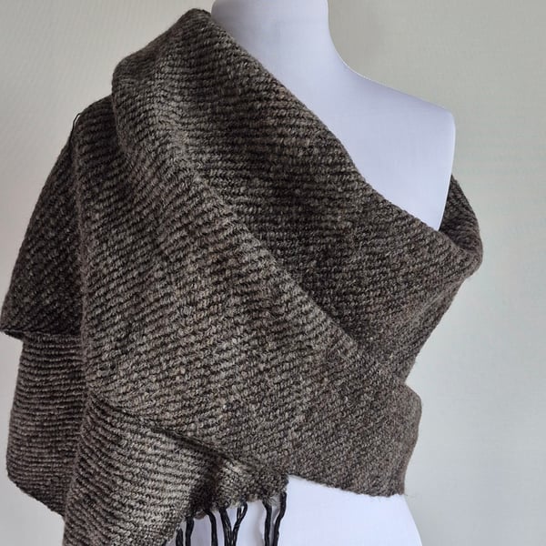 23.Handwoven Shawl in Handspun  Zwartbles Cross Fleece