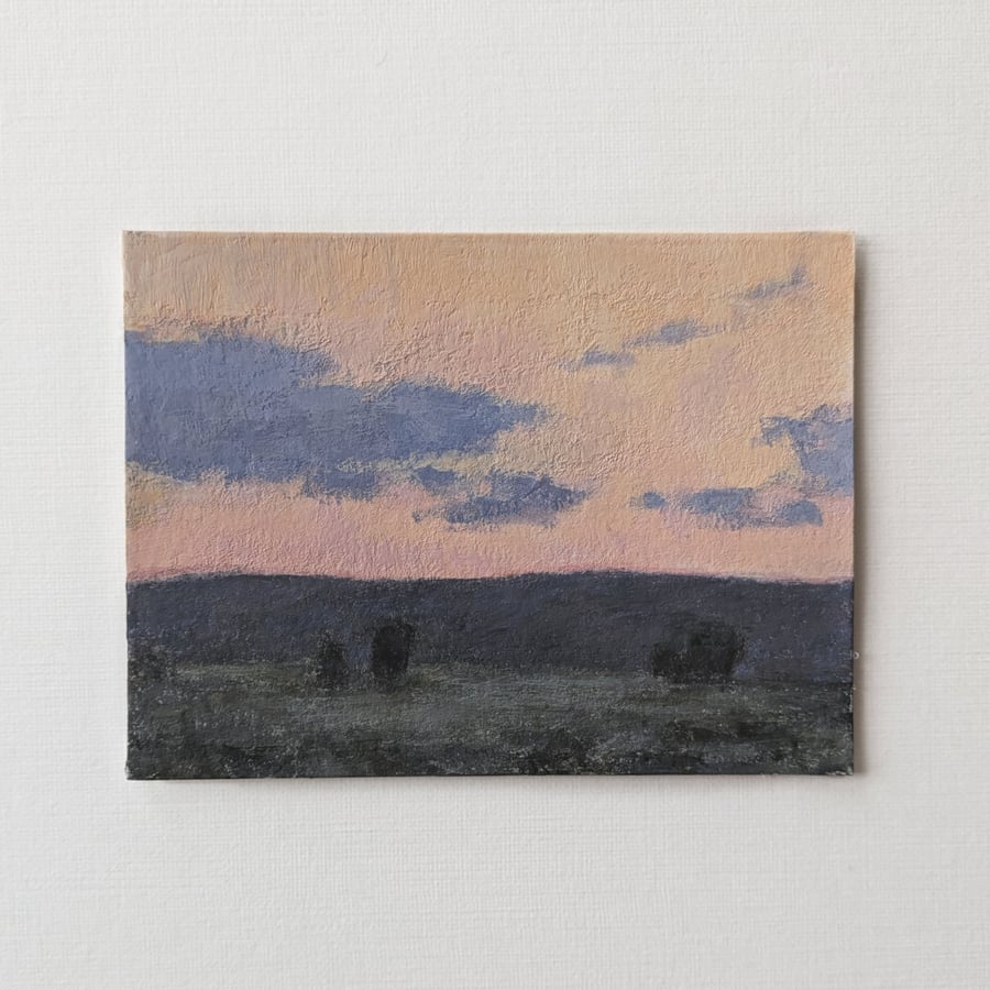 Mini Landscape Painting - Original Gouache Tiny Wall Art - One of a Kind Artwork