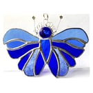 Blue Butterfly Suncatcher Stained Glass Handmade 095