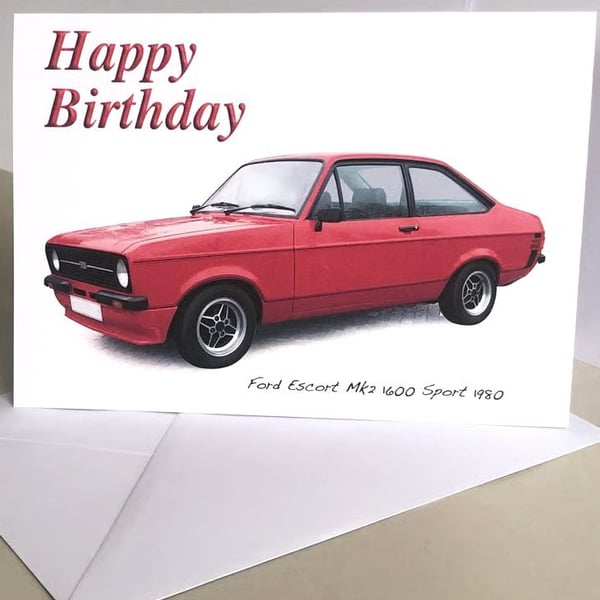 Ford Escort Mk2 Sport 1980 (Red) - Birthday, Anniversary, Retirement or Plain