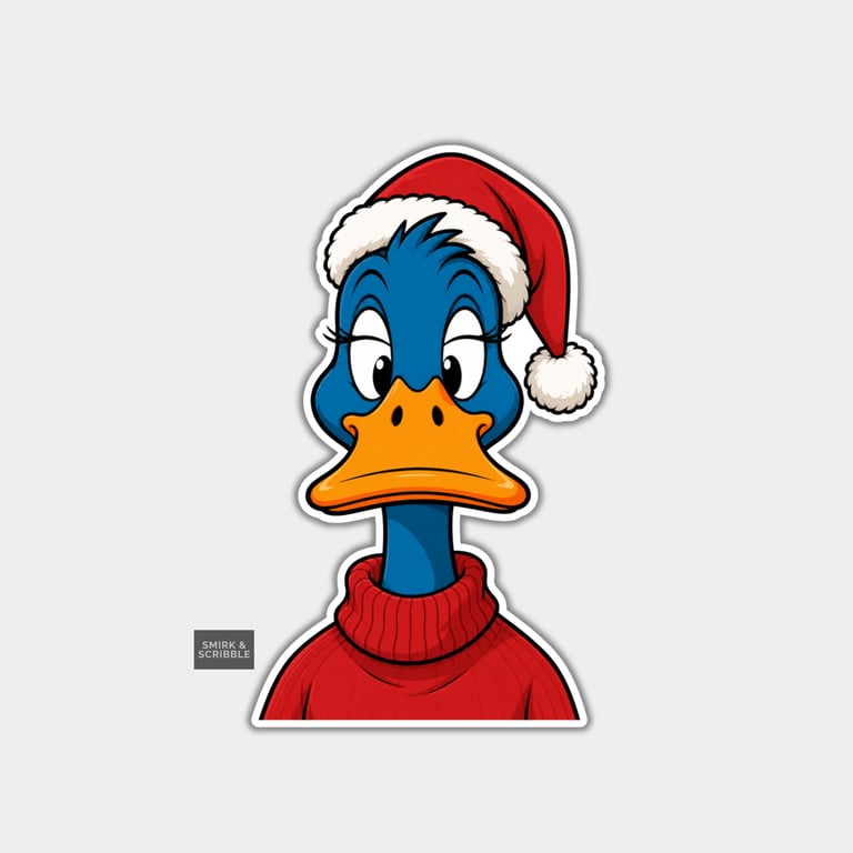 Funny Christmas Sticker Vinyl Xmas Decal For Adults - Cute Blue Duck