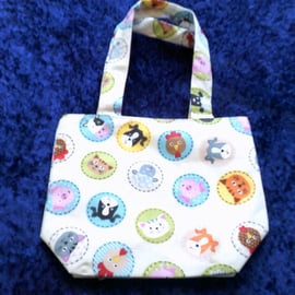 Animals in Circles Childs Fabric Bag