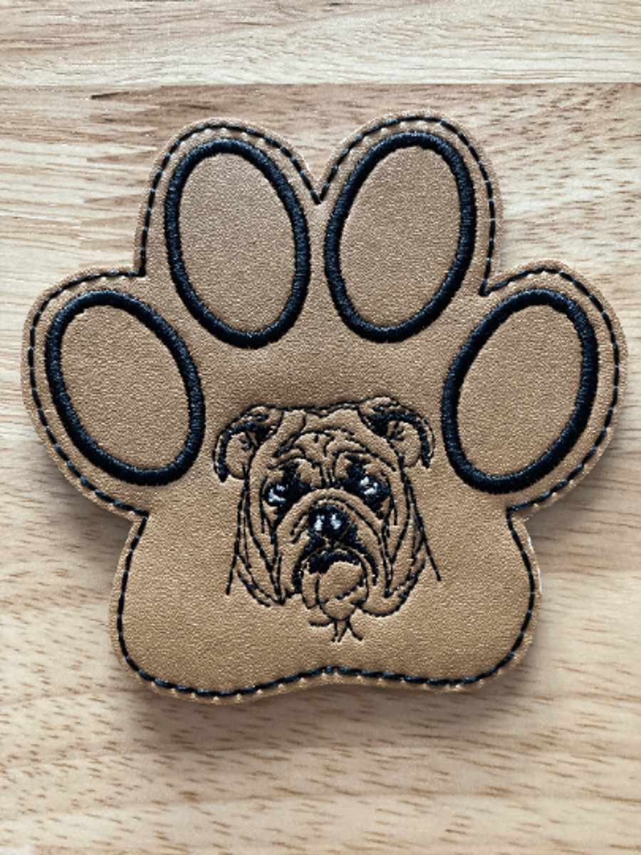1018  English Bulldog paw print coaster