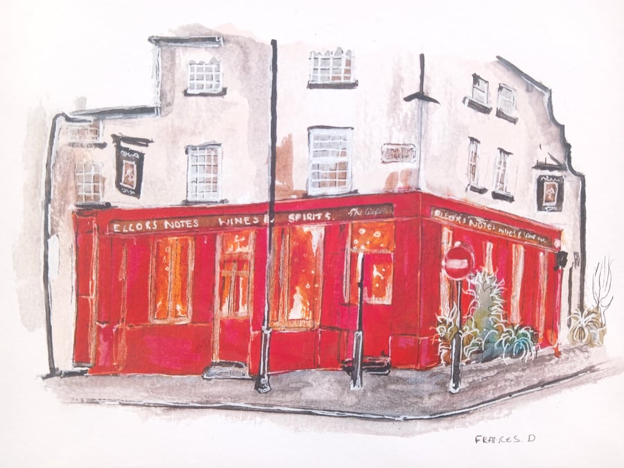 The Grapes pub Roscoe street Liverpool watercolour print A5