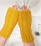 Mustard Yellow Knitted Wrist Warmers