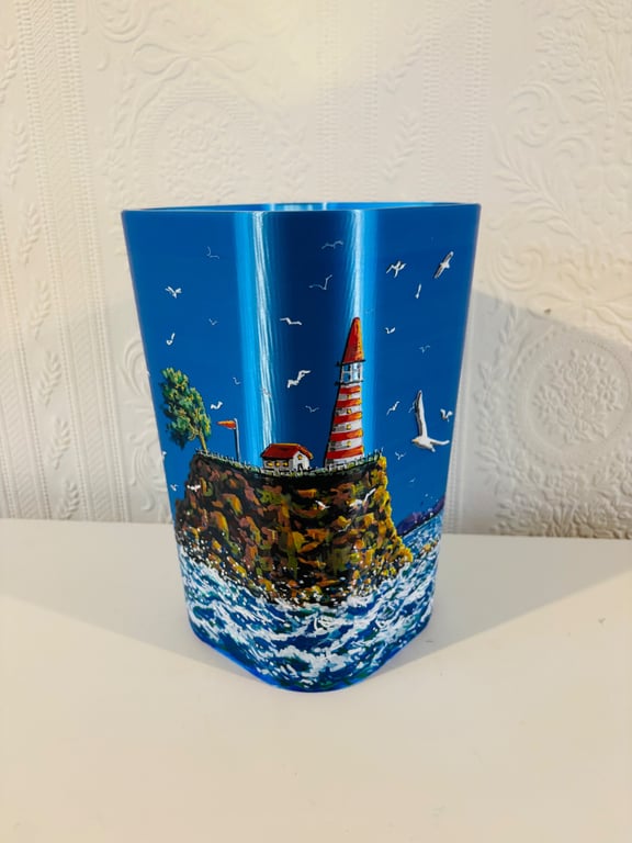 A hand painted and sealed Nautical vase by Andrew Jenkins 