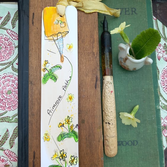 Primroses. A gift for a book or nature lover. Handmade Bookmark 