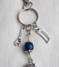 Cool Tools Key Ring No4 - Key Chain - Bag Charm - Blue Wooden Bead. - Image 3