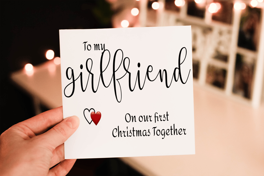 Girlfriend 1st Christmas Together Card, Girlfriend Christmas Card, Personalized 