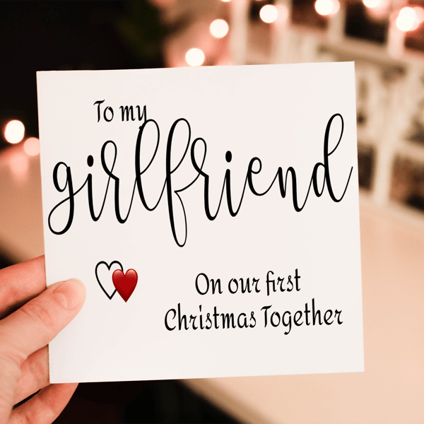 Girlfriend 1st Christmas Together Card, Girlfriend Christmas Card, Personalized 