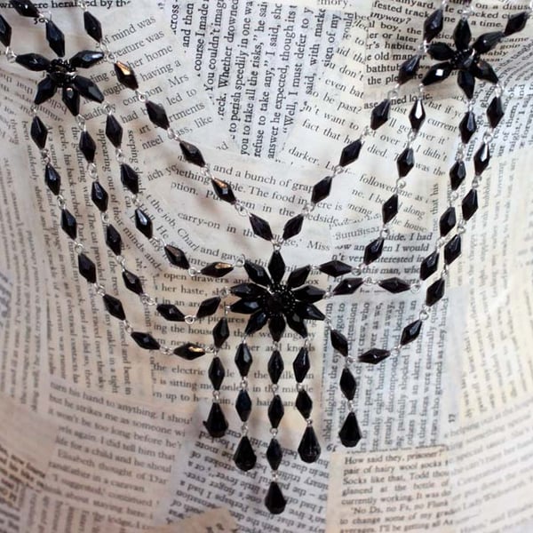 Steampunk Vintage Statement Ribbon Diamonte Bea... - Folksy