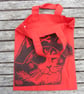 Pirate Cat Tote Hand Printed Red Mini Tote Shopping Bag - Image 4