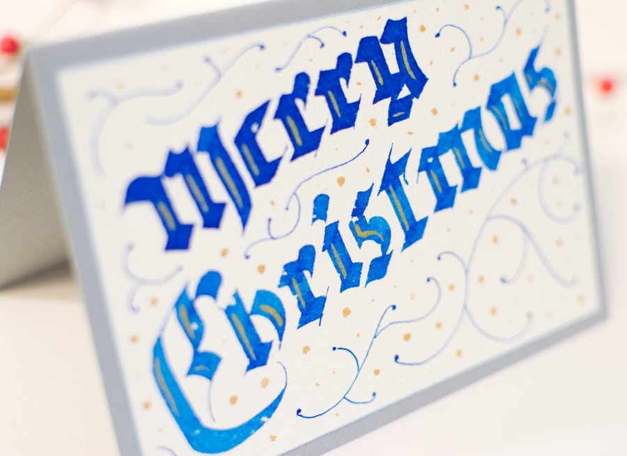 Handmade Illuminated Calligraphy Calligraphic Gothic Christmas Card