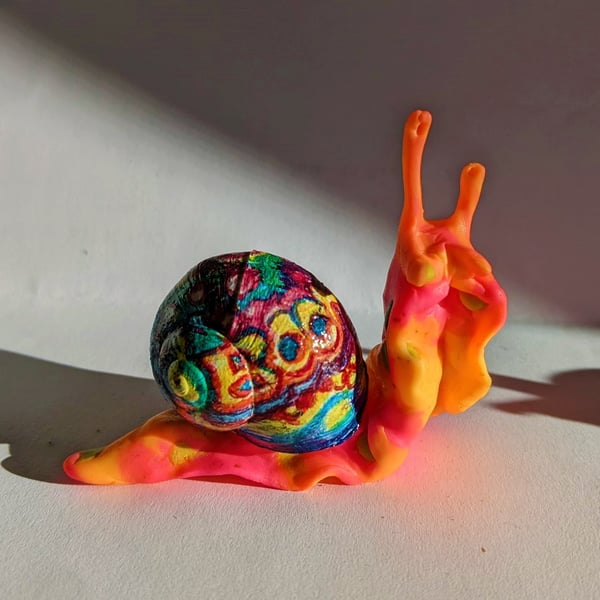 Snail ornament -pink polymer clay model for desktop  
