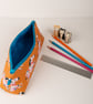 Zebra pencil case – handmade cotton zip pouch with padded lining and clip tag - Image 2