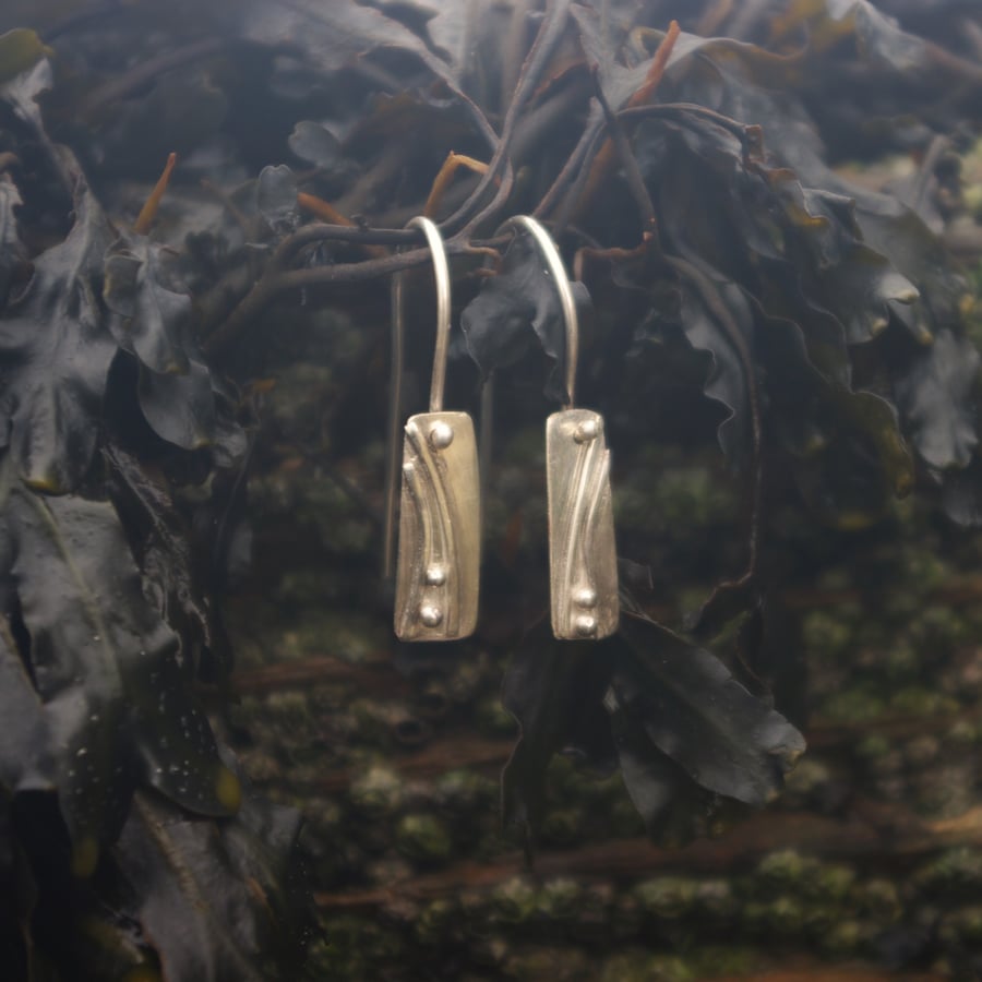 Silver Seaweed Earrings