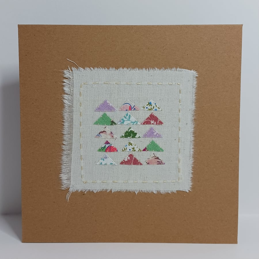 Flying Geese Pattern Patchwork Hand Stitched Card