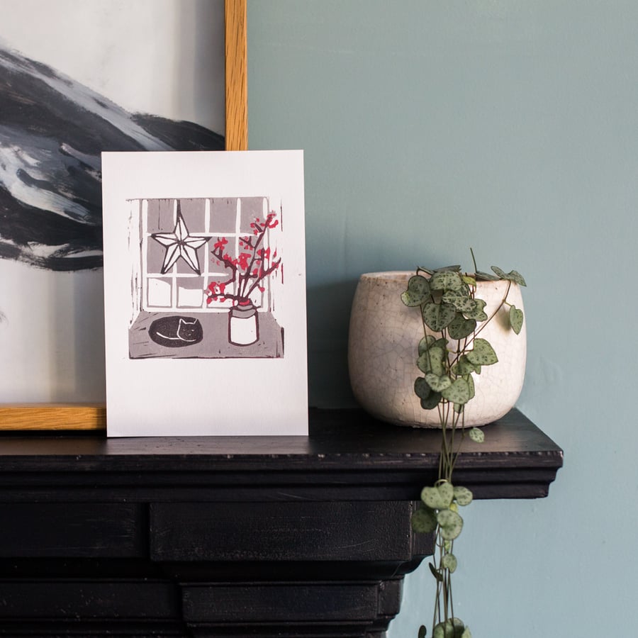 Cottage Window - Original Lino Print