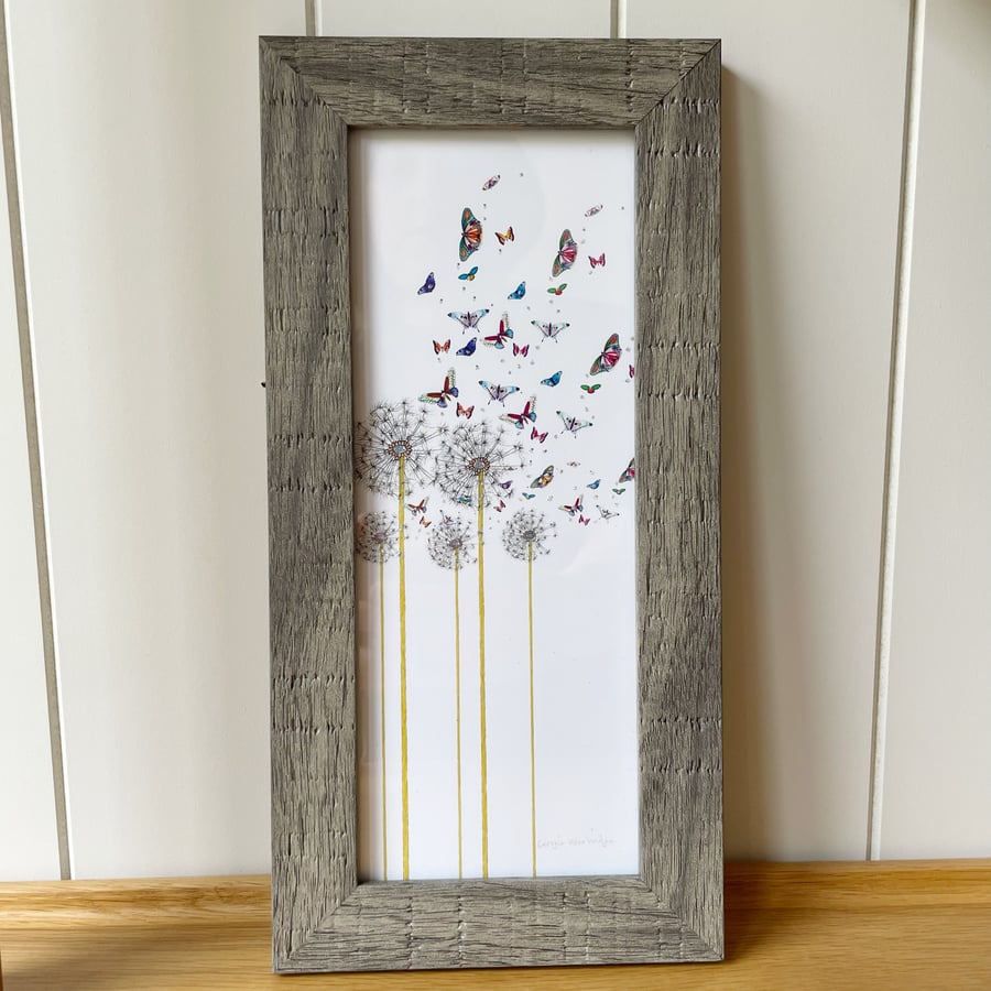 'Butterfly Family Wish' 10" x 4" Framed Print
