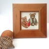 SALE Cross Stitch Reading Bears Picture, Embroidered Teddy Bears Picture