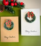 Mini tartan wreath Christmas card handmade winter holiday greeting farmhouse art - Image 4