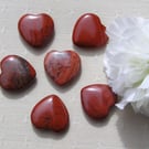 6 Red Jasper Solid Gemstone Polished Hearts - 20mm - Chakra - Crafting