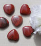 6 Red Jasper Solid Gemstone Polished Hearts - 20mm - Chakra - Crafting - Image 1
