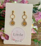 White Flower Dangle Earrings, Enamel Floral Charms, Handmade Jewellery