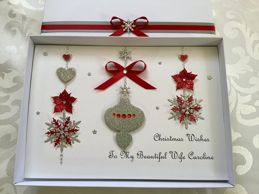 Personalised Christmas Card Gift Boxed Wife Mum Dad Girlfriend Daughter