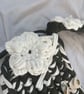 Crochet Shoulder Bag - Khaki, Black And White - Floral Flower Strap - Image 2