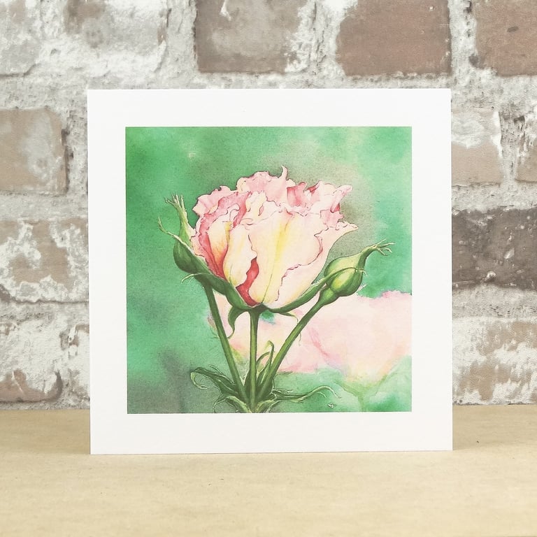 Floral Blank Card Rose