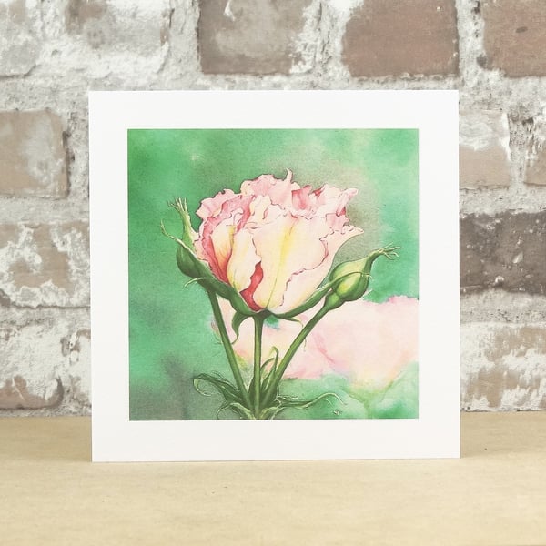 Floral Blank Card Rose