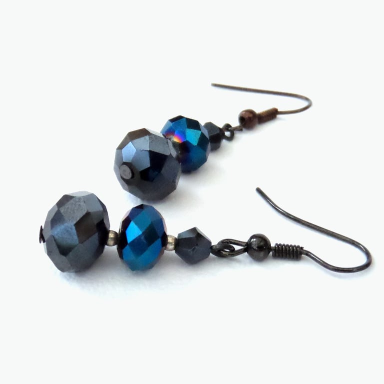 Three crystals handmade earrings