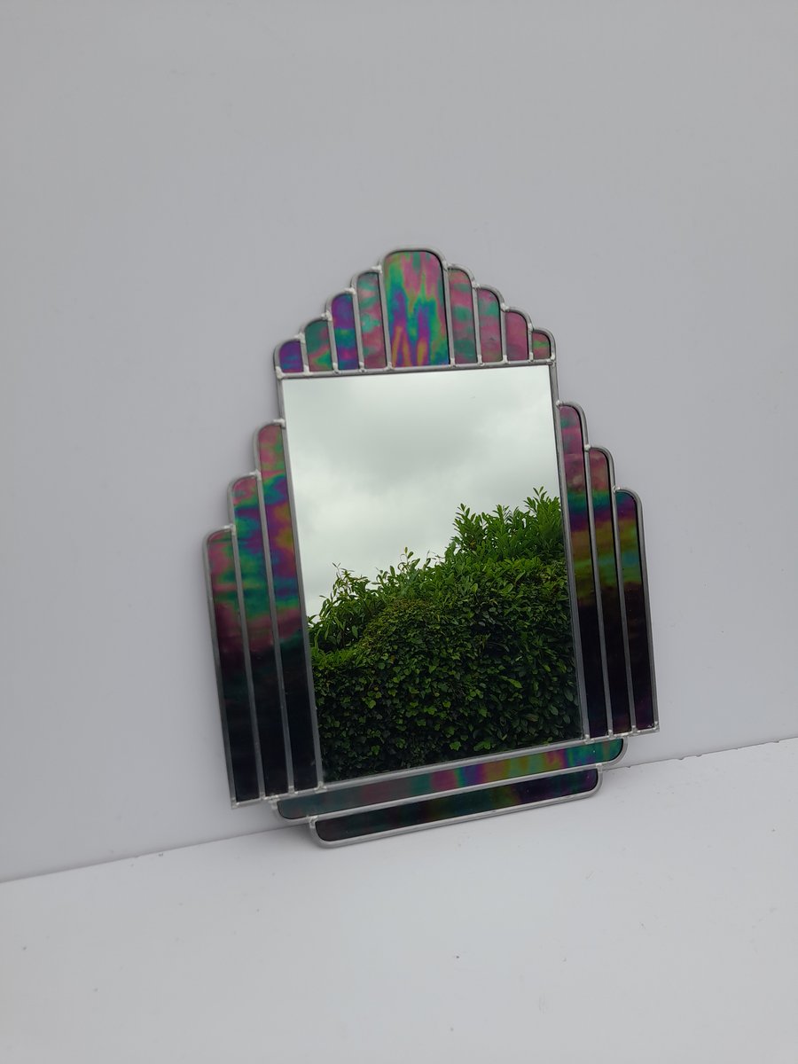 Stunning Art Deco Style Stained Glass Mirror 
