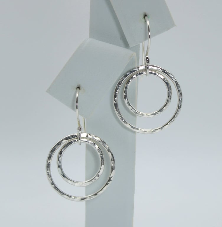 Sterling Silver Circle Drop Earrings