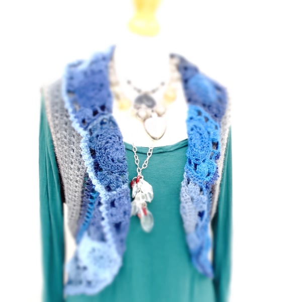 Bohemian Crochet Bolero Waistcoat with Granny Squares Shrug