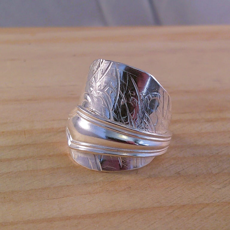Upcycled Sterling Silver Hammered Dubarry Wrap Spoon Ring