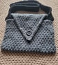 Hand knitted shoulder bag. Grey and black - Image 2