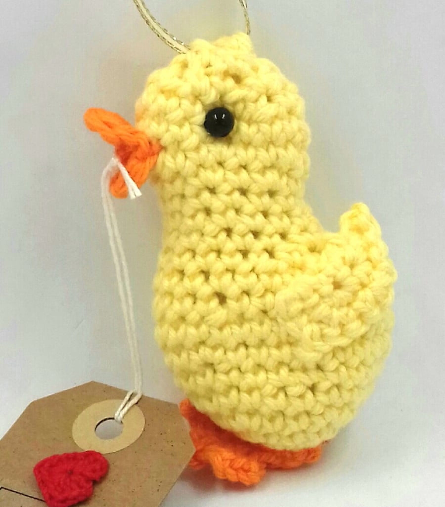 Crochet Duckling Ornament - I'm  Quakers About You! 