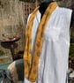 Upcycled Tree of Life Infinity Scarf - Mustard & Brown Cowl - Image 2