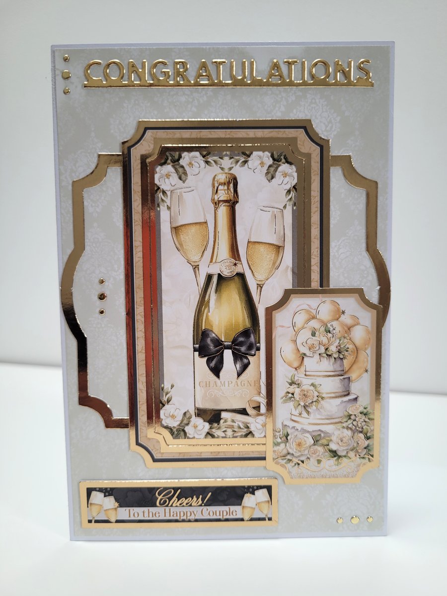 Wedding Congratulations Card - Champagne Cheers to the Happy Couple