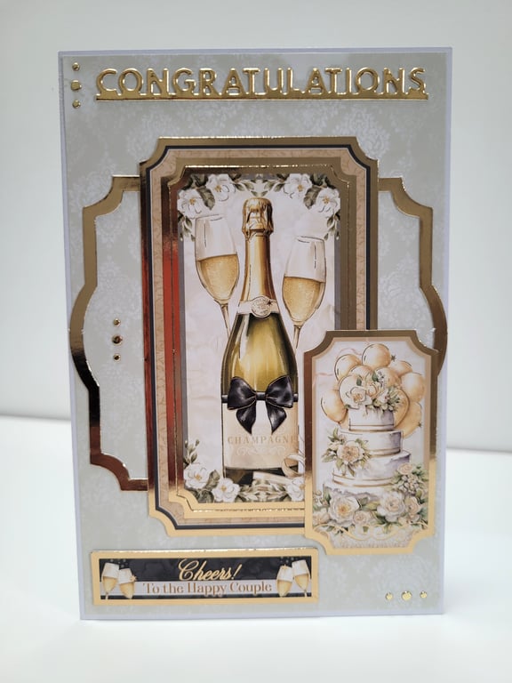Wedding Congratulations Card - Champagne Cheers to the Happy Couple