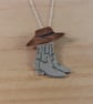 Sterling Silver and Copper Cowboy Boots and Hat Necklace (SKU201025C)