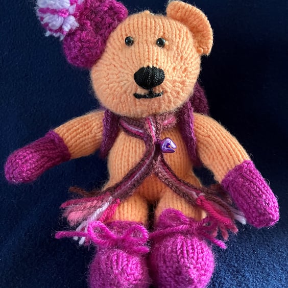Peach Bear with Backpack and Clip - Special Gift