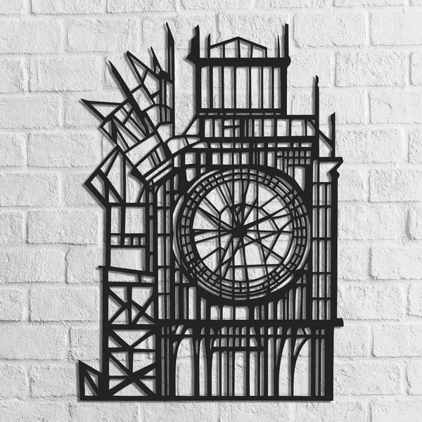 Big Ben Metal Wall Art, Surreal London Clock Tower Silhouette Decor 80cm