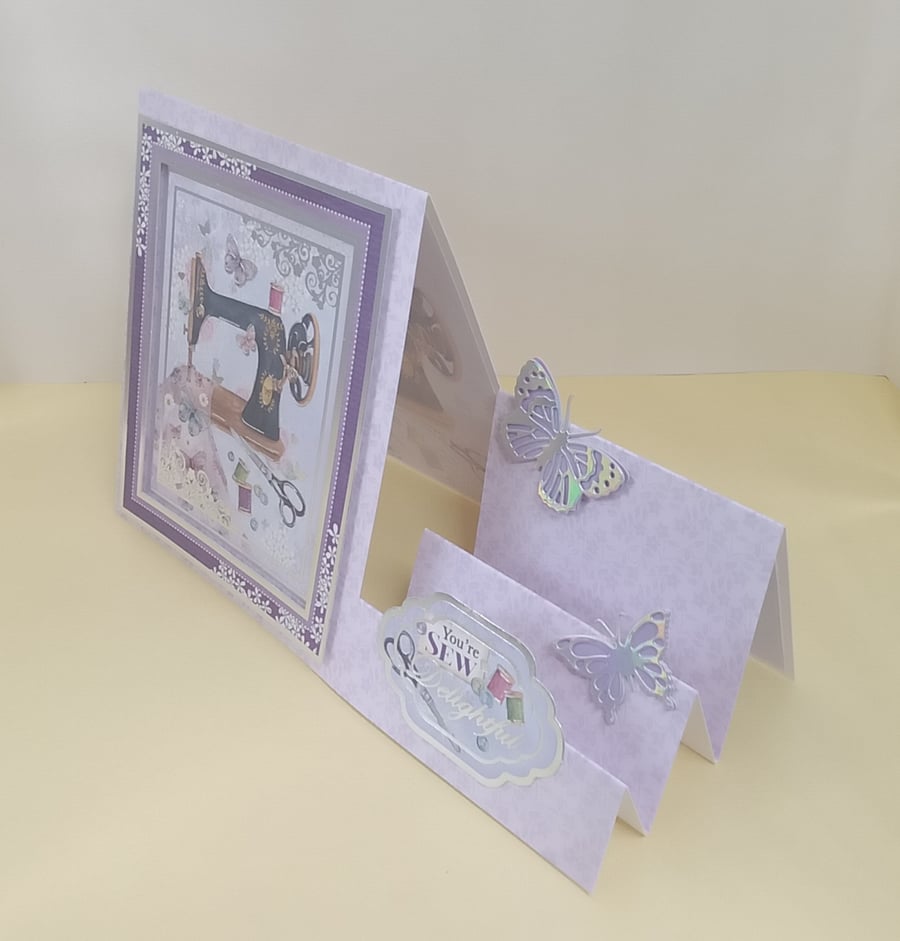 Blank card suitable for Birthday or Mothers Day, Sew Delightful 